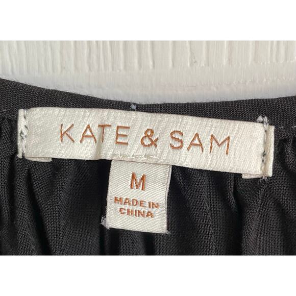 Kate & Sam Boho Dress Embroidered Tassels 3/4 Bell Sleeves Black Sz M Hippie - Picture 3 of 11